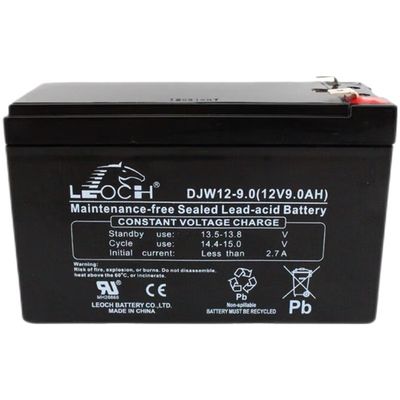 Материал контейнера ABS Leoch DJW12-9.0 Свинцово-кислотный аккумулятор 12V9Ah для питания Eps